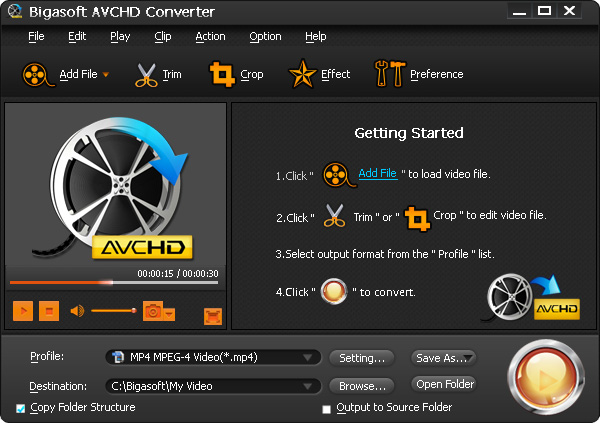 Click to view Bigasoft AVCHD Converter 3.6.18.4499 screenshot
