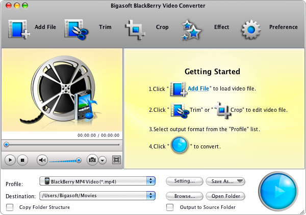Bigasoft BlackBerry Video Converter for Mac 3.7.50.5067 full