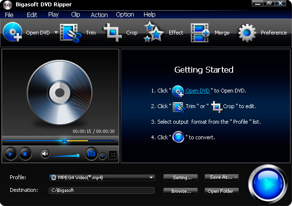 Click to view Bigasoft DVD Ripper 3.0.14.4420 screenshot
