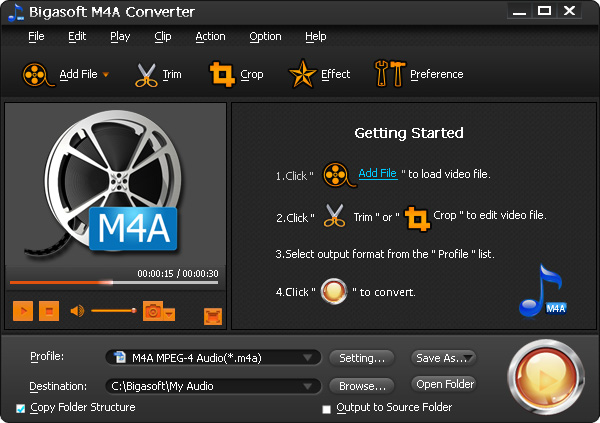 mp4 player to m4a converter