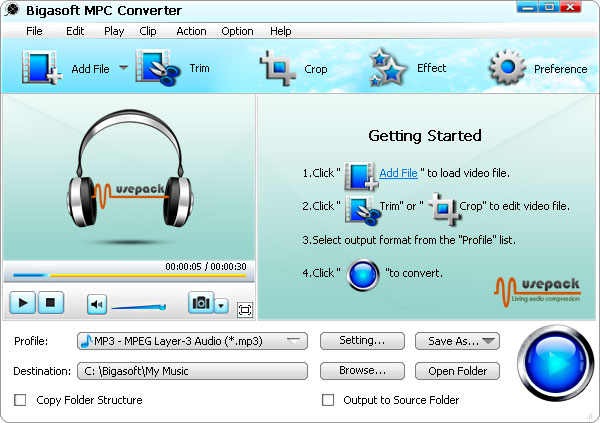 Screenshot of Bigasoft MPC Converter